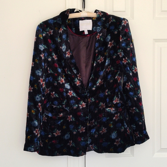 NWOT ANTHROPOLOGIE ett:twa Blooming Blazer Floral Velvet Size 12 - Picture 3 of 14